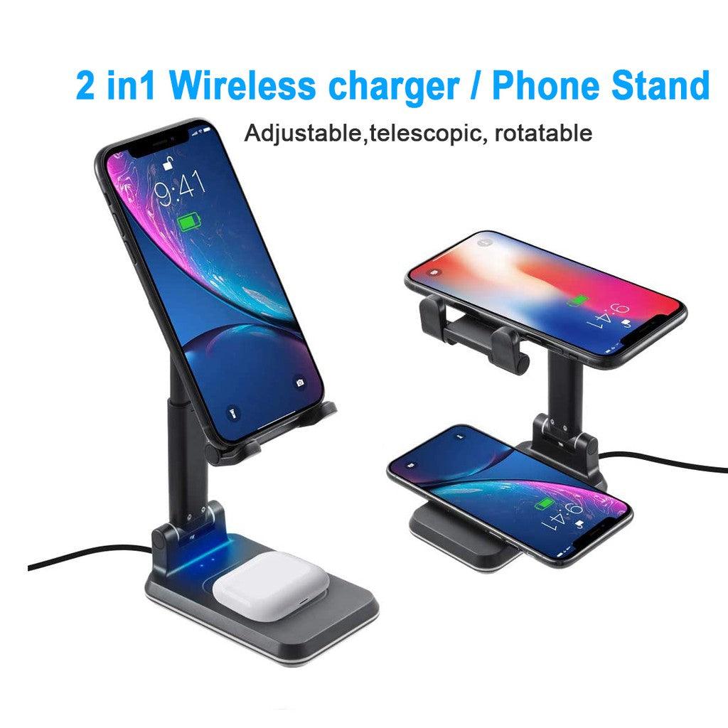 2 in 1 Telescopic Wireless Charging Mobile Phone Holder