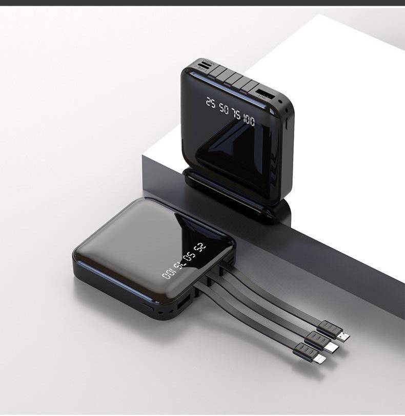 20000mAh Mini Mirror Built In Cables Fast Charging Power Bank