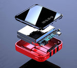 20000mAh Mini Mirror Built In Cables Fast Charging Power Bank