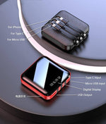 20000mAh Mini Mirror Built In Cables Fast Charging Power Bank