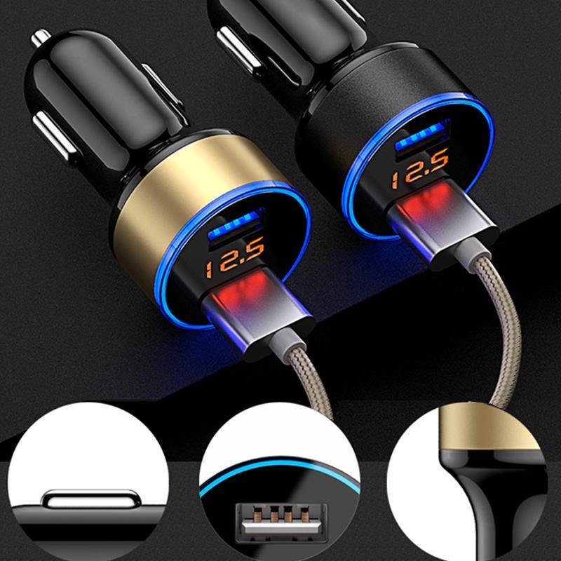 3.1A Fast Charging Dual USB Output Car Charger with Voltmeter Display