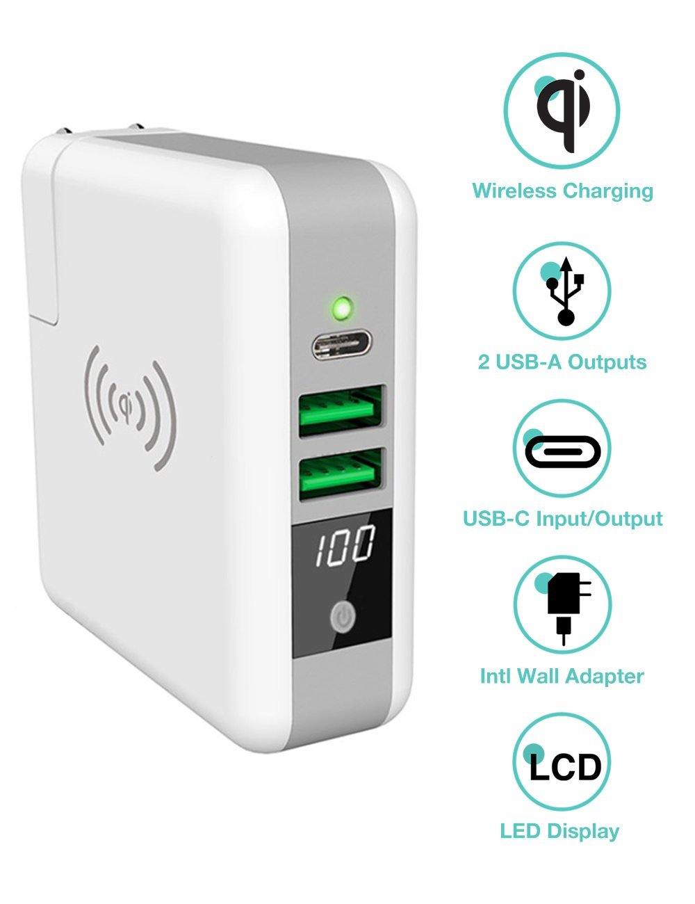6700mAh 3 in 1 Multipurpose Super Wireless Charging Power Bank Wall Adapter Travel Charger