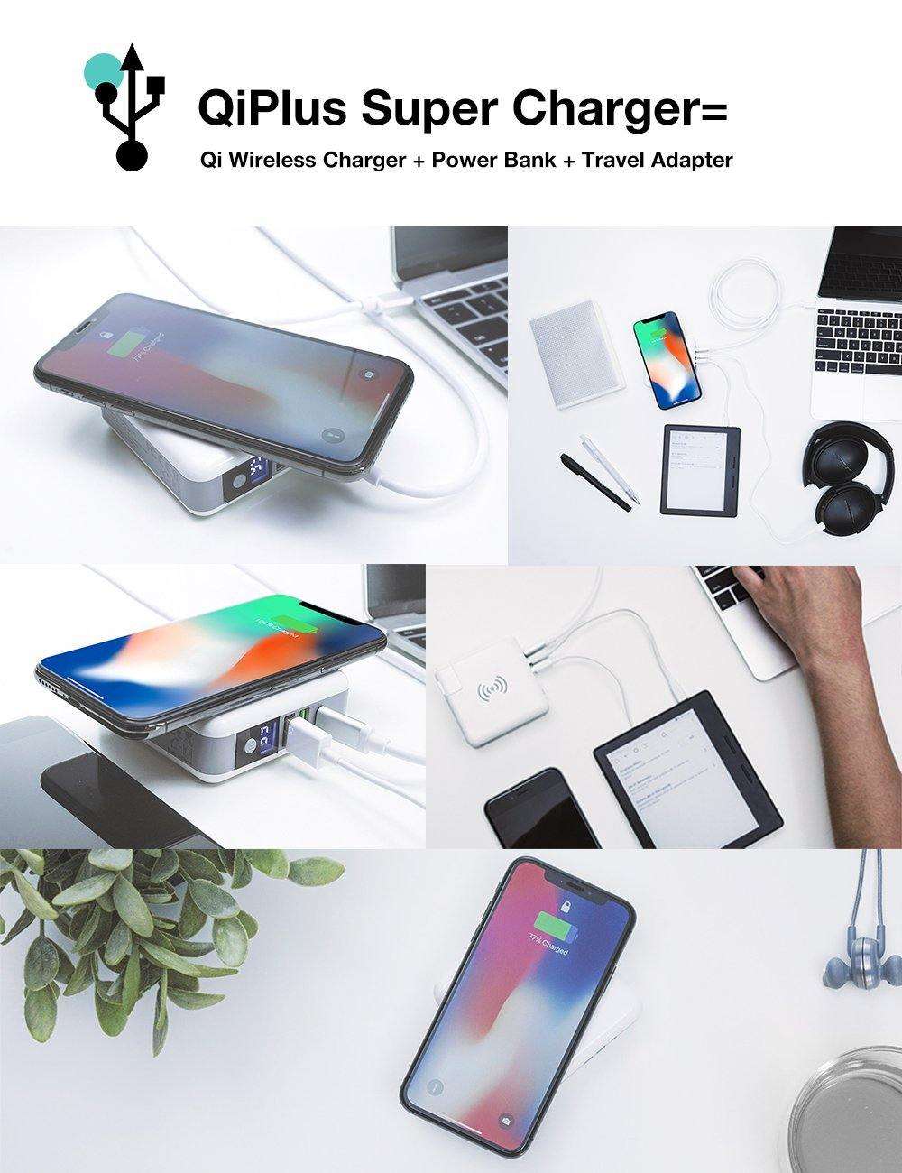 6700mAh 3 in 1 Multipurpose Super Wireless Charging Power Bank Wall Adapter Travel Charger