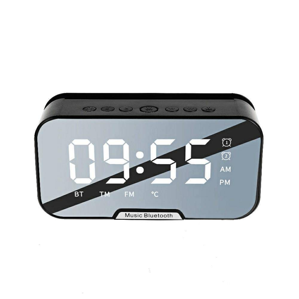All in One Bluetooth 5.0 Mirror Digital Clock Speaker With Temp Display/Radio/AUX/MemCard and Built in Mic Function