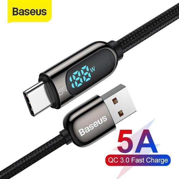 Baseus LED Display 5A Fast Charging USB Type C Cable