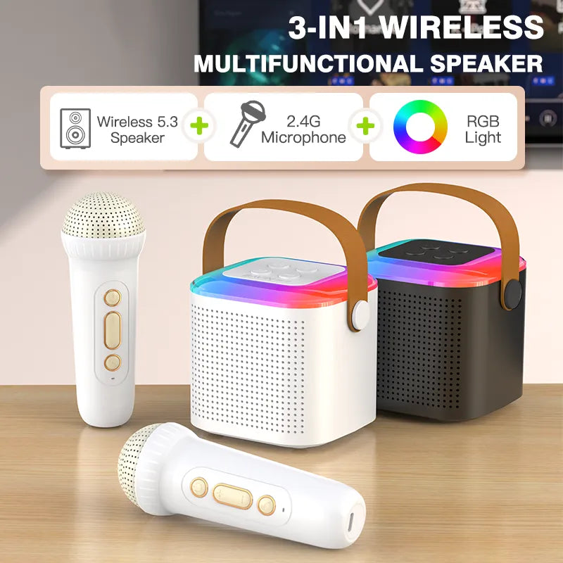 Mini Wireless Portable KTV Set with Dual Mic and Bluetooth Speaker
